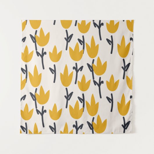 Eenvoudige Tulp Bloem Stof Print Wandkleed (Voorkant)
