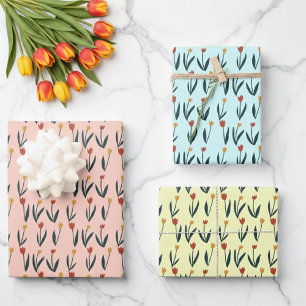 Eenvoudige tulpen Pasen Lente Bloemmotief Cadeau Inpakpapier Vel