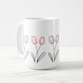 Eenvoudige Tulpenbloem Ontwerp Mok (Voorkant links)
