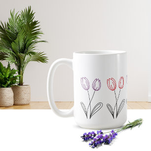 Eenvoudige Tulpenbloem Ontwerp Mok