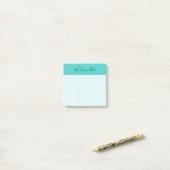 Eenvoudige Turquoise Background met Dark Green Nam Post-it® Notes (Op bureau)