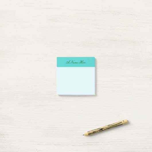 Eenvoudige Turquoise Background met Dark Green Nam Post-it® Notes (Op bureau)