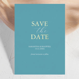 Eenvoudige Turquoise Blauwe Save The Date Huwelijk Folie Uitnodiging