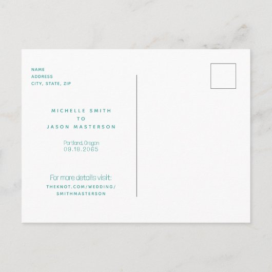 Eenvoudige Turquoise bruiloft Save the Date Briefk Briefkaart (Achterkant)