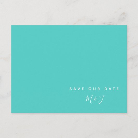 Eenvoudige Turquoise bruiloft Save the Date Briefk Briefkaart (Voorkant)