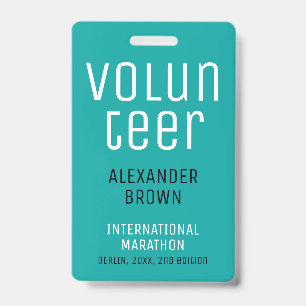 Eenvoudige Turquoise Event Vrijwilliger QR Code Na Badge