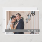 Eenvoudige twee foto bruiloft dank u bedankkaart (Voorkant)