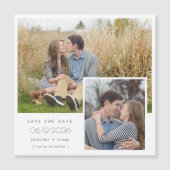 Eenvoudige twee foto bruiloft opslaan van de datum magnetische uitnodiging (Voorkant)