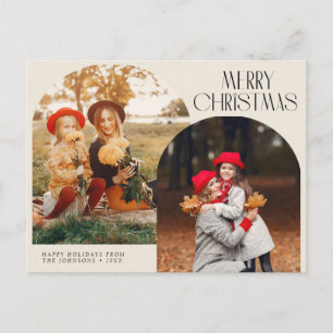 Eenvoudige twee foto kerstvakantie briefkaart