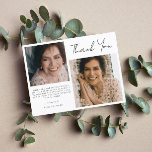 Eenvoudige twee foto-sympathie begrafenisdank briefkaart