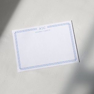 Eenvoudige Twee Monogram Lichte Blauwe Geometrisch Notitiekaartje
