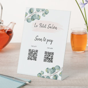 Eenvoudige twee QR-codes scannen om Eucalyptus Sal Reclamebord Met Voetstuk