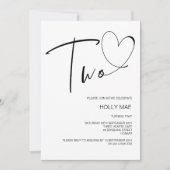 Eenvoudige tweede verjaardag uitnodiging twee hart (Voorkant)