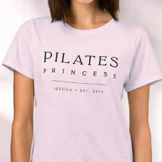 Eenvoudige typografie Aangepaste Roze Pilates Prin T-shirt