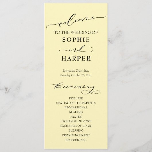 Eenvoudige Typografie, elegant Butter Yellow Programma (Voorkant)