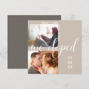 Eenvoudige typografie Elopement Neutrale Fotokaart Kaart