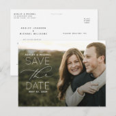 Eenvoudige Typografie Foto Weddenschap Save the Da Aankondigingskaart (Voorkant / Achterkant)