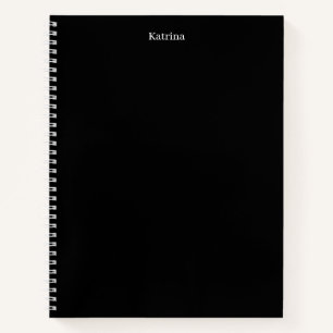 Eenvoudige Typografie Gepersonaliseerde naam Zwart Notitieboek