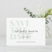 Eenvoudige Typografie Groene Flat Save The Date Ka (Staand voorkant)