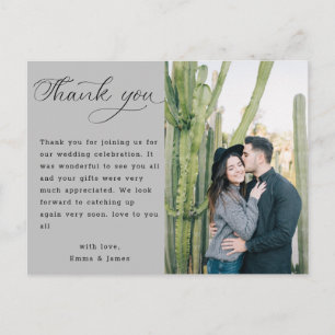 Eenvoudige typografie Huwelijksfoto Bedankkaart Briefkaart
