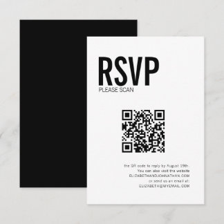 Eenvoudige typografie Huwelijkswebsite QR-code RSV RSVP Kaartje