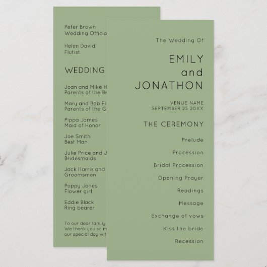 Eenvoudige Typografie Sage Green Wedding (Voorkant / Achterkant)