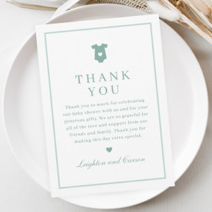 Eenvoudige typografie Sage groene babyshower Bedankkaart