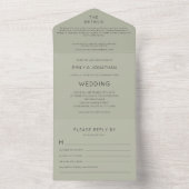 Eenvoudige Typografie Soft Save Green Wedding All In One Uitnodiging (Binnen)