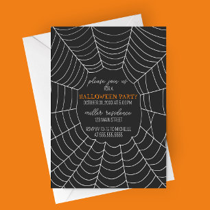 Eenvoudige Typografie Spiderweb Halloween Party Kaart