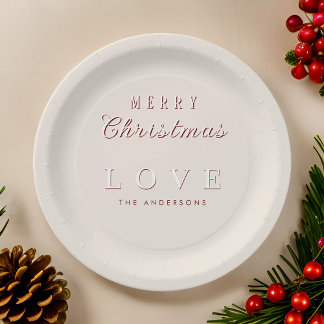 Eenvoudige typografie Vrolijk Kerstfeest Papieren Bordje