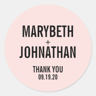 Eenvoudige Typografie Weddenschap Favor Bedankt Ronde Sticker