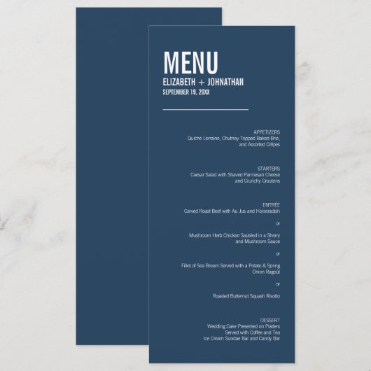 Eenvoudige Typografie Weddenschap Menu (Voorkant / Achterkant)