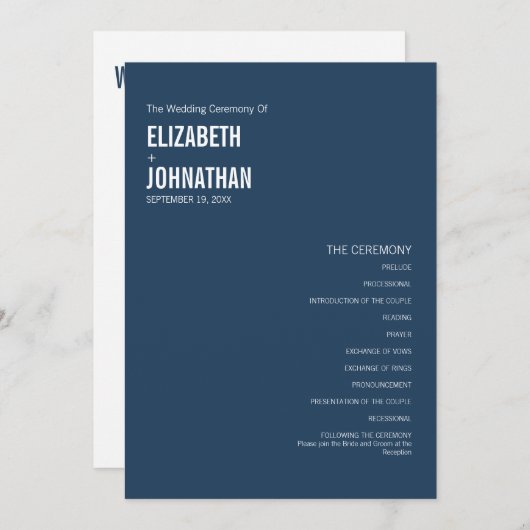 Eenvoudige Typografie Weddenschap Programma (Voorkant / Achterkant)