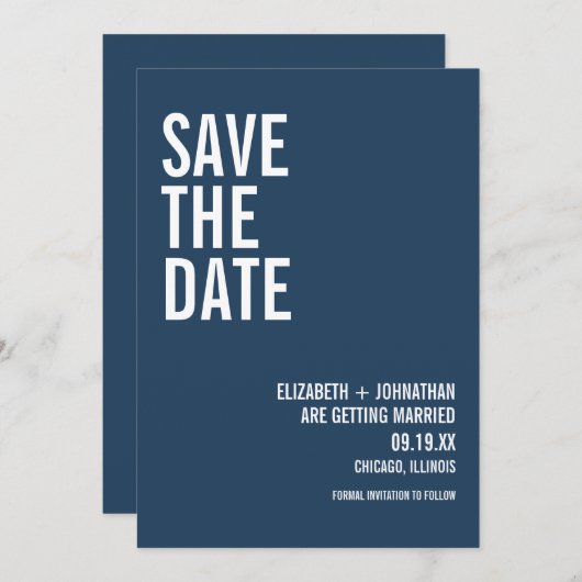 Eenvoudige Typografie Weddenschap Save The Date (Voorkant / Achterkant)