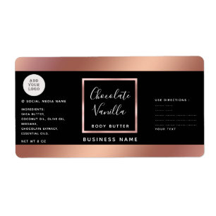 Eenvoudige typografie zwarte roos goudcosmetische  etiket