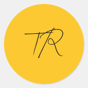 Eenvoudige typografische aangepaste initialen mini ronde sticker