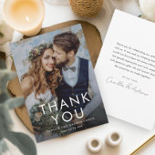 Eenvoudige typografische moderne foto bruiloft bedankkaart