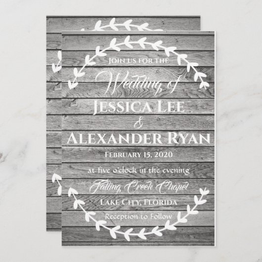 Eenvoudige uitnodiging op basis van hout (Voorkant / Achterkant)