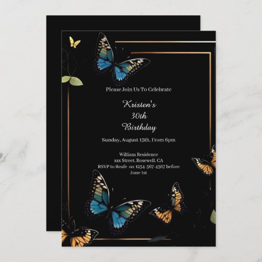 Eenvoudige uitnodiging op zaterdag (Voorkant / Achterkant)