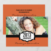 Eenvoudige uitnodiging tot Afstuderen, Oranje (Voorkant / Achterkant)
