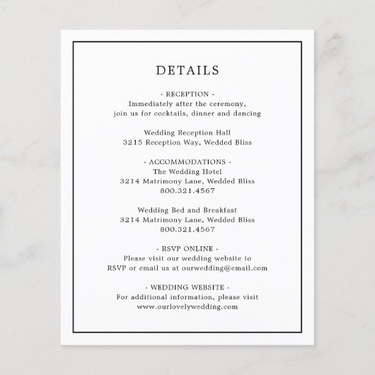 Eenvoudige uitnodiging tot weduwschap in zwart-wit flyer (Achterkant)