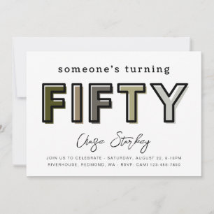 Eenvoudige uitnodiging van 50e verjaardag   50e ve