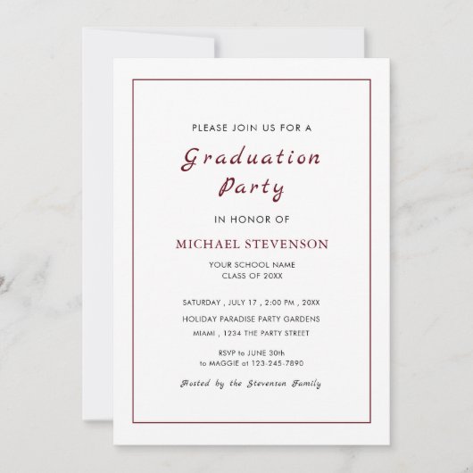 Eenvoudige uitnodiging van de Partij van de Witte (Voorkant)