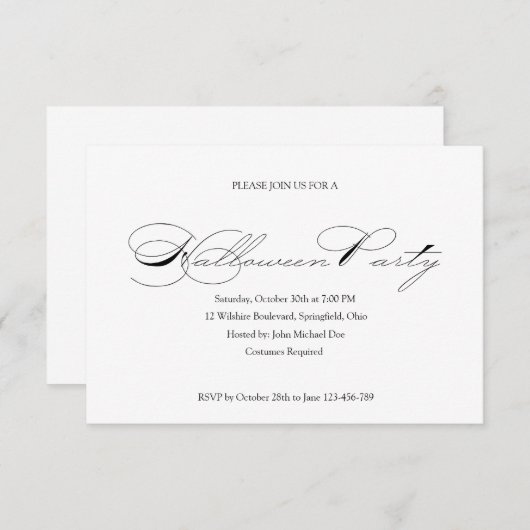 Eenvoudige uitnodiging van Halloween Ball Costume (Voorkant / Achterkant)