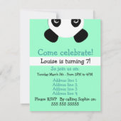 Eenvoudige uitnodiging van het beer van Panda (Achterkant)