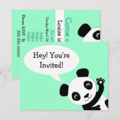 Eenvoudige uitnodiging van het beer van Panda (Voorkant / Achterkant)