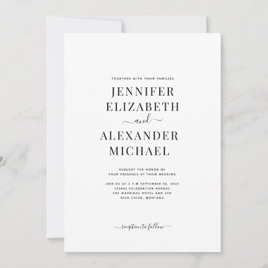 Eenvoudige uitnodiging voor Chic Calligraphy Weddi (Voorkant)