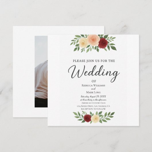 Eenvoudige uitnodiging voor een overlay-fotowedden (Voorkant / Achterkant)