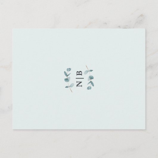 Eenvoudige uitnodiging voor eucalyptus bruiloftsfe (Achterkant)