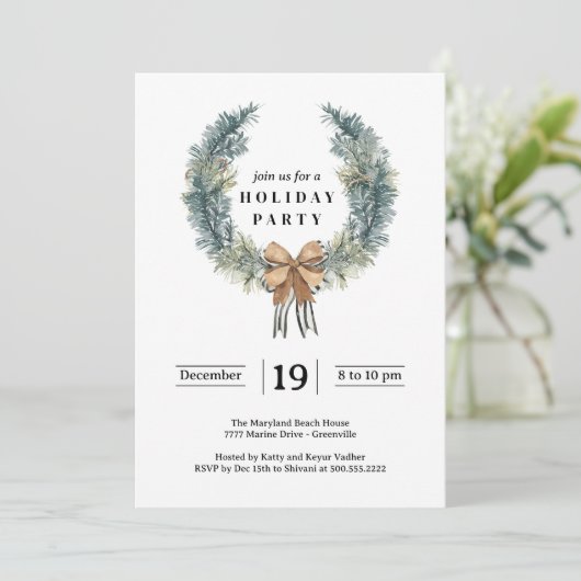 Eenvoudige uitnodiging voor feestdagen (Staand voorkant)